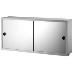 Cabinet avec portes miroir - gris - L78xP20xH37 cm - String Furniture