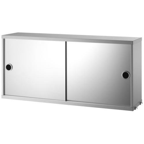 Cabinet avec portes miroir - gris - L78xP20xH37 cm - String Furniture