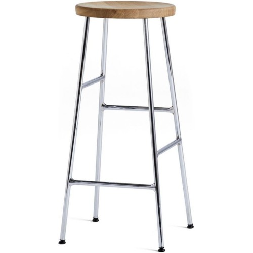 H65 - oiled oak + chromed steel - Cornet bar stool - HAY