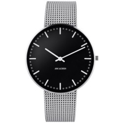 City Hall watch - 40mm - steel/black, steel mesh band