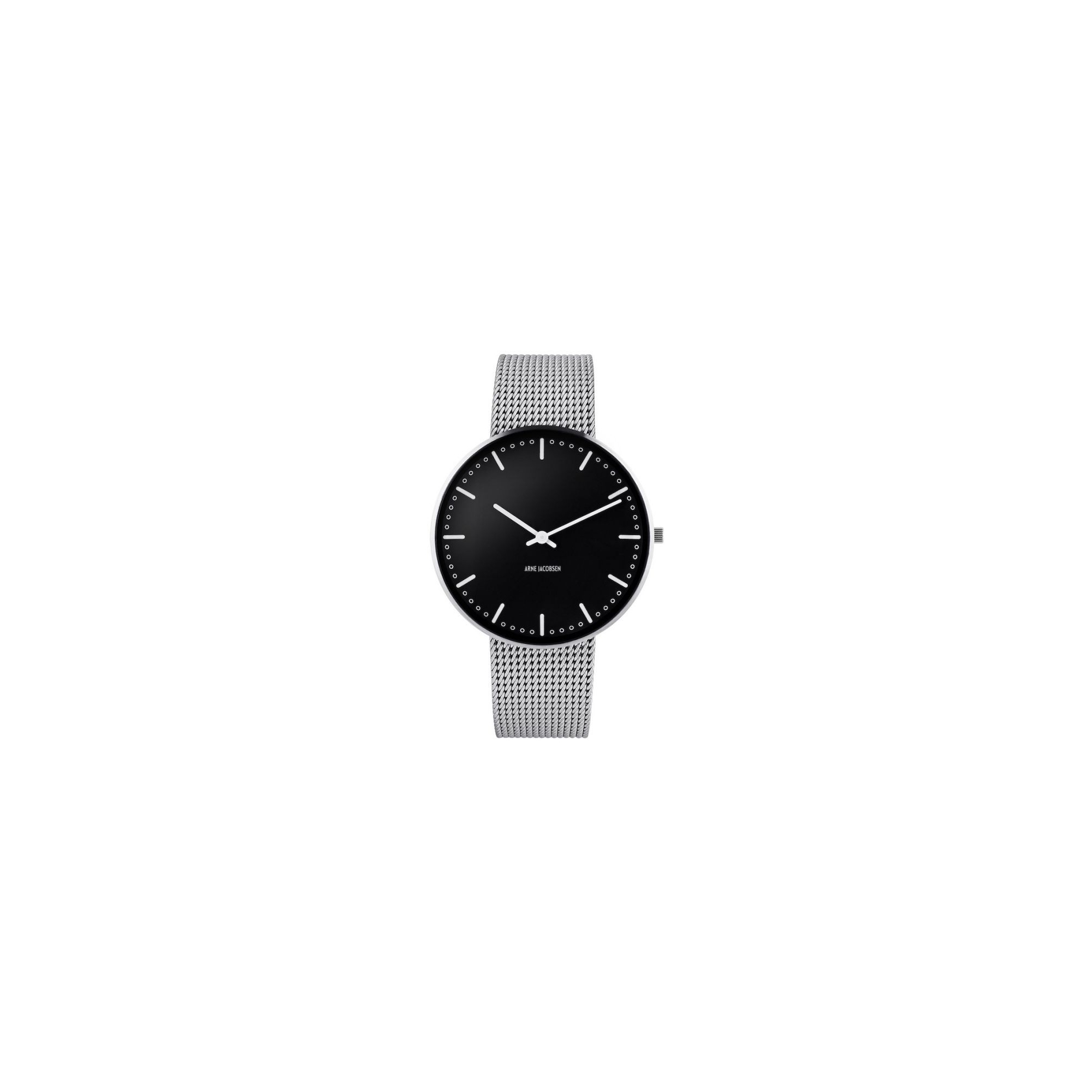 City Hall watch - 40mm - steel/black, steel mesh band