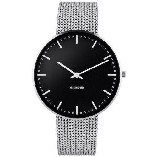 Montre City Hall - 40mm - acier/noir, bracelet maille acier