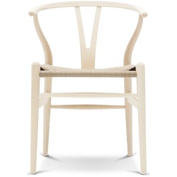 Carl Hansen & Søn – Chaise CH24, frêne huilé blanchi et corde de papier naturelle