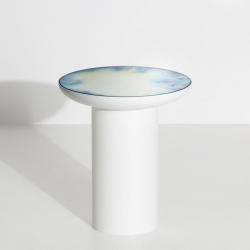 table basse Francis - blanche aquarelle bleu-jaune - small - Petite Friture