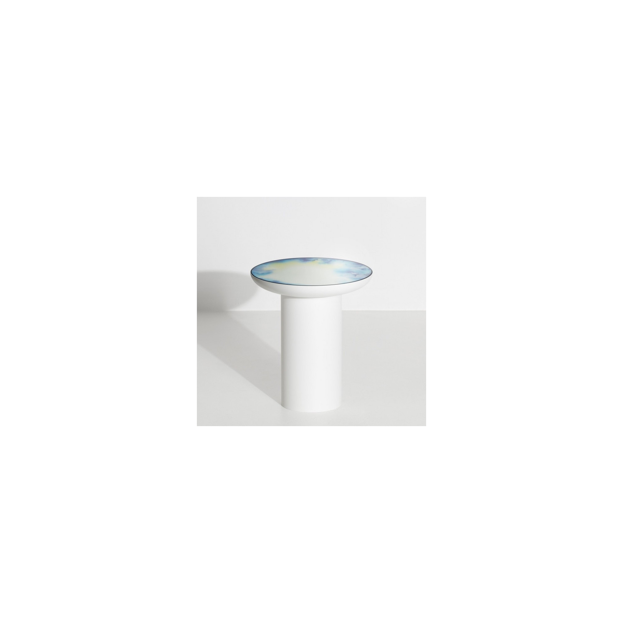 Francis side table - white and blue-yellow aquarelle - small - Petite Friture