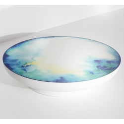 table basse Francis - blanche aquarelle bleu-jaune - extra-large - Petite Friture