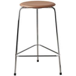 High Dot Counter Stool, 3 legs – Cuir Wild Walnut / Chrome - Fritz Hansen