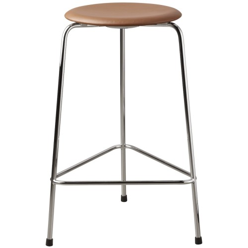 High Dot Counter Stool, 3 legs – Cuir Wild Walnut / Chrome - Fritz Hansen