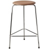 High Dot Counter Stool, 3 legs – Cuir Wild Walnut / Chrome - Fritz Hansen