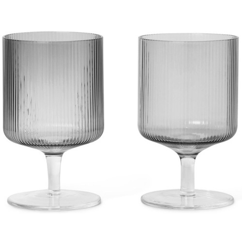 2 x verres à vin gris fumé Ripple