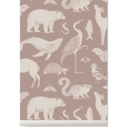 OUT OF STOCK - dusty rose - Animals Wallpaper - Katie Scott - Ferm Living