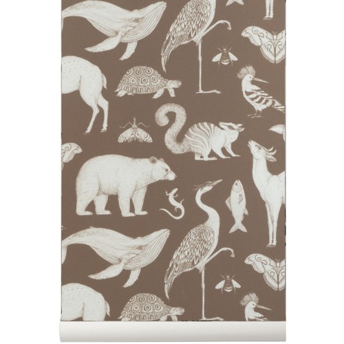 SOLD OUT toffee brown - Animals Wallpaper - Katie Scott - Ferm Living