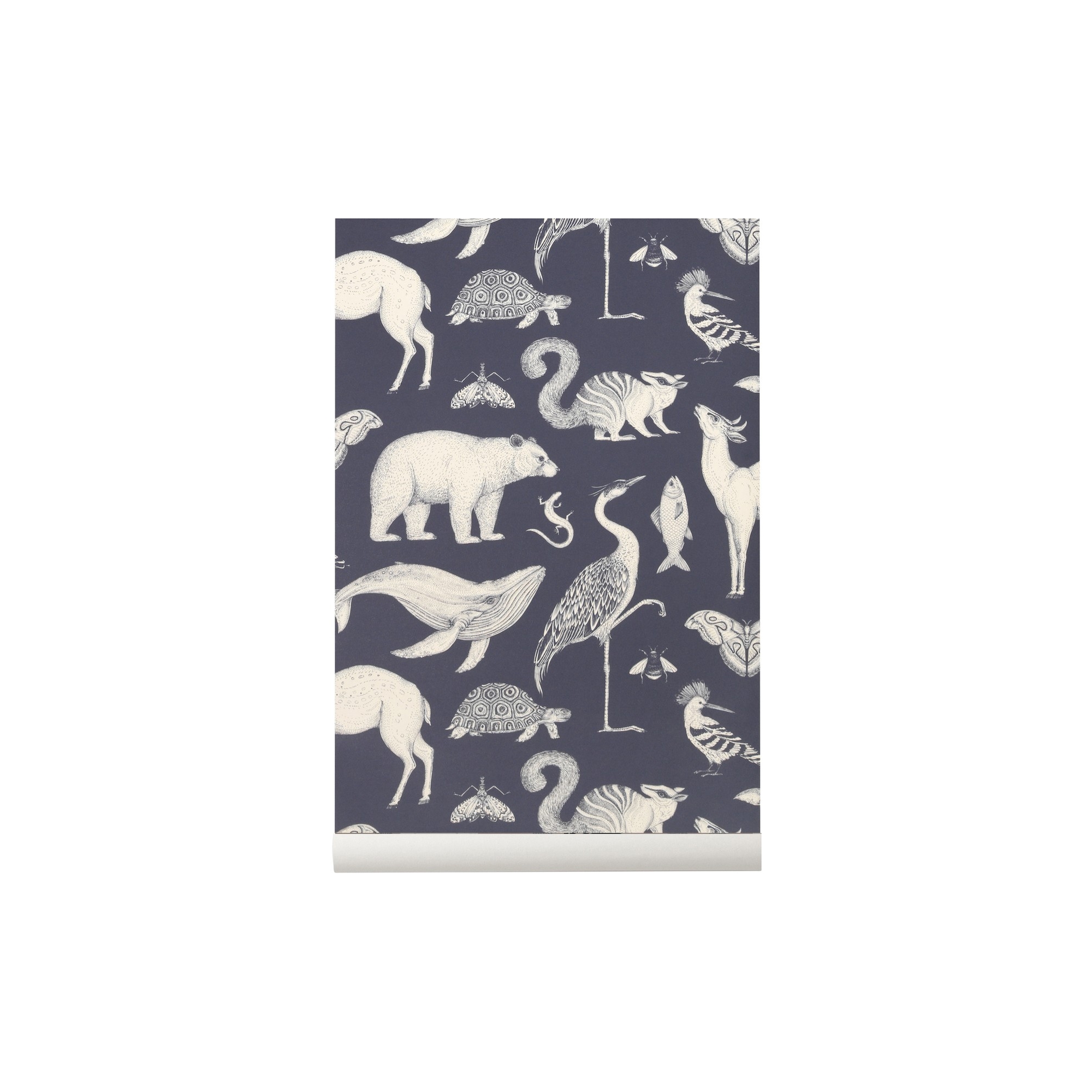 bleu foncé - papier peint Animals - Katie Scott - Ferm Living