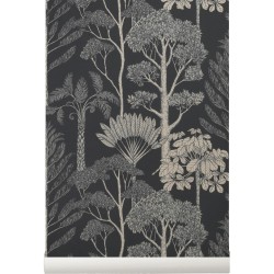 SOLD OUT deep petrol - Trees Wallpaper - Katie Scott - Ferm Living