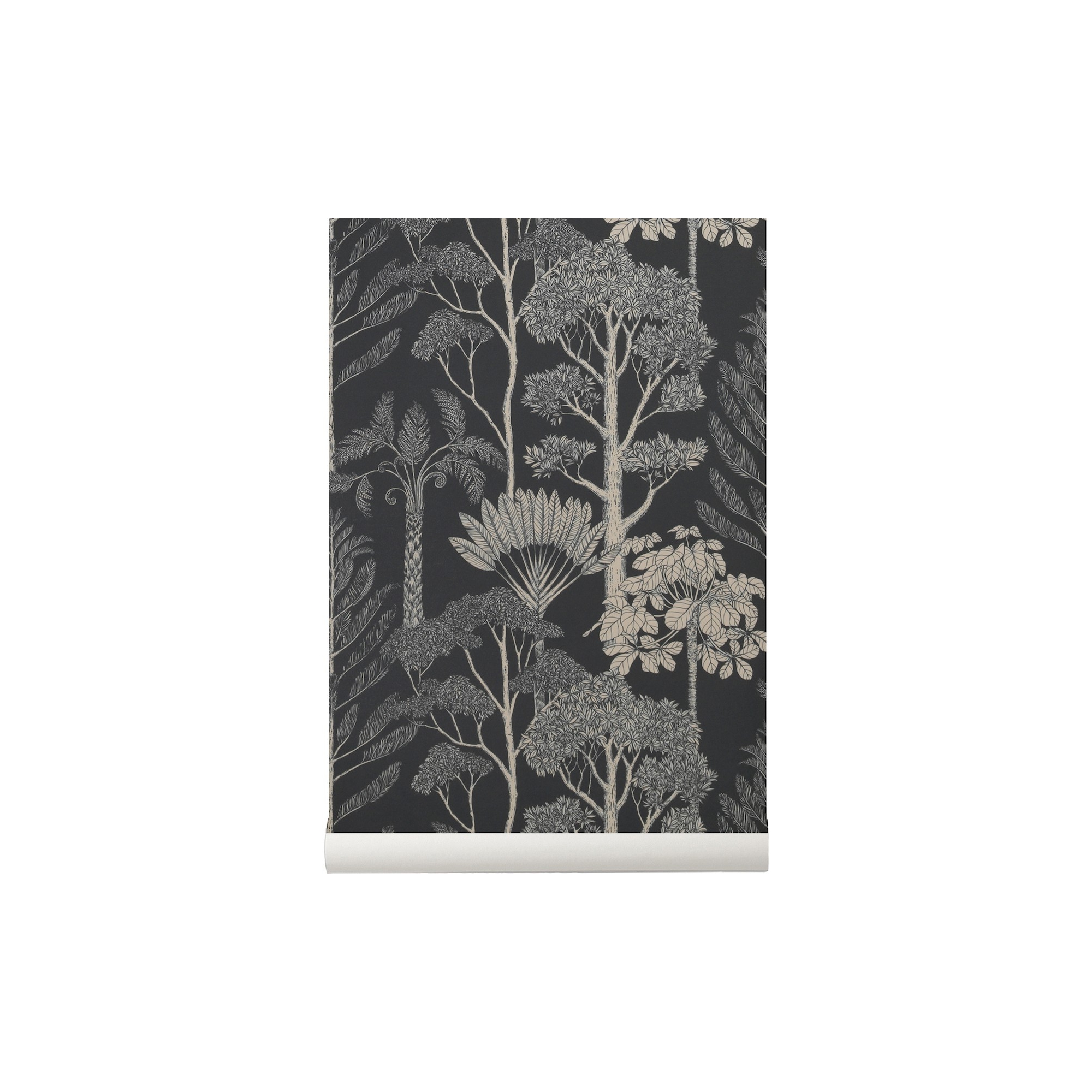 SOLD OUT deep petrol - Trees Wallpaper - Katie Scott - Ferm Living