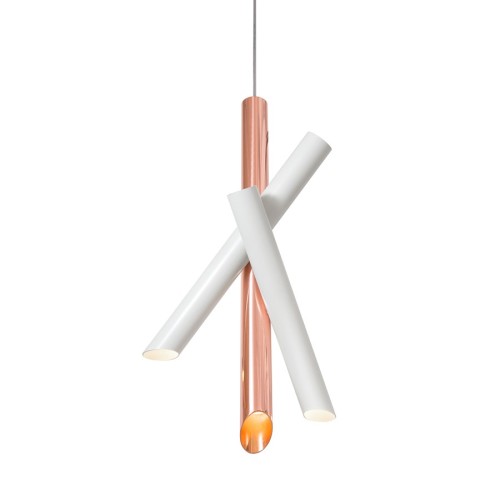 Tubes 3 pendant - white/copper - Nemo lighting