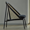 fauteuil Loïe - frêne peint en noir, tissu Raas couleur 172, dossier canné