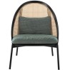 Loïe lounge chair - black lacquered ash + Raas fabric colour 942, woven cane backrest