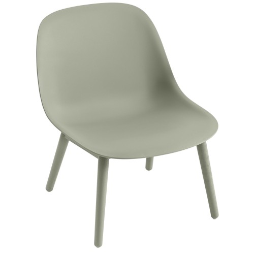 dusty green/dusty green - wood base - Fiber Lounge - Muuto