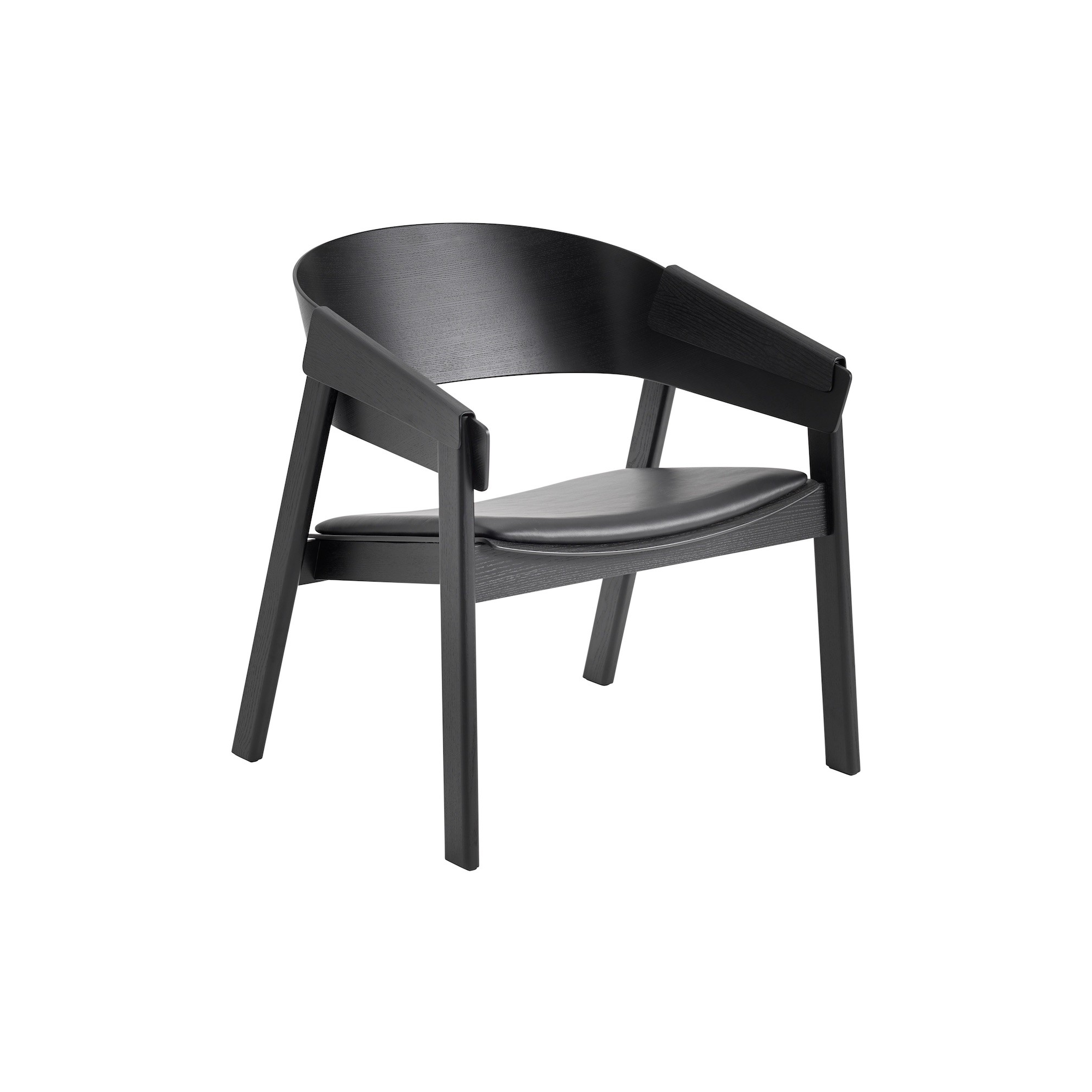 black, black leather seat - Cover Lounge Chair - Muuto