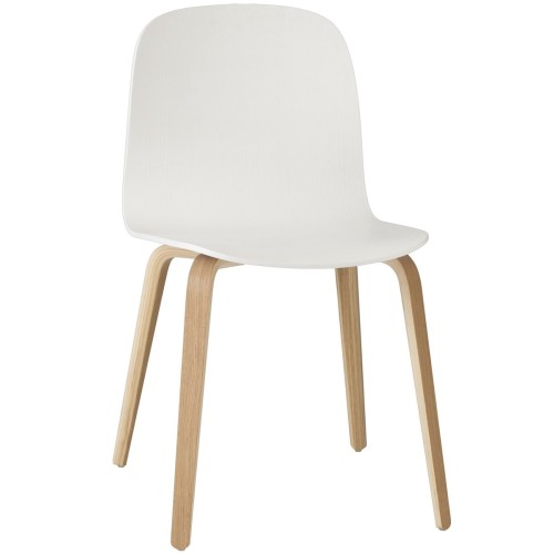 blanc/chêne - chaise Visu pieds bois - Muuto