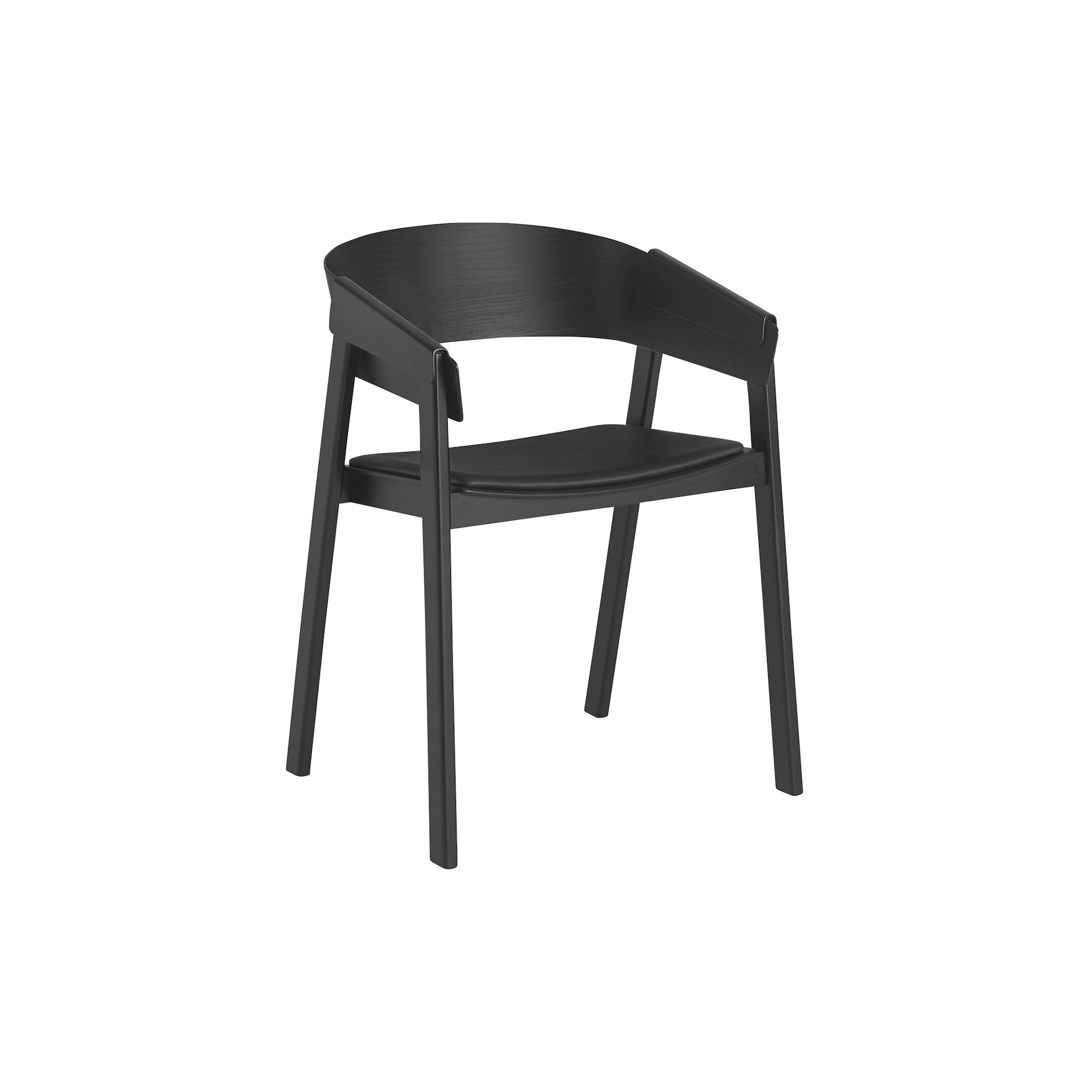 black + black Refine leather seat - Cover Armchair - Muuto