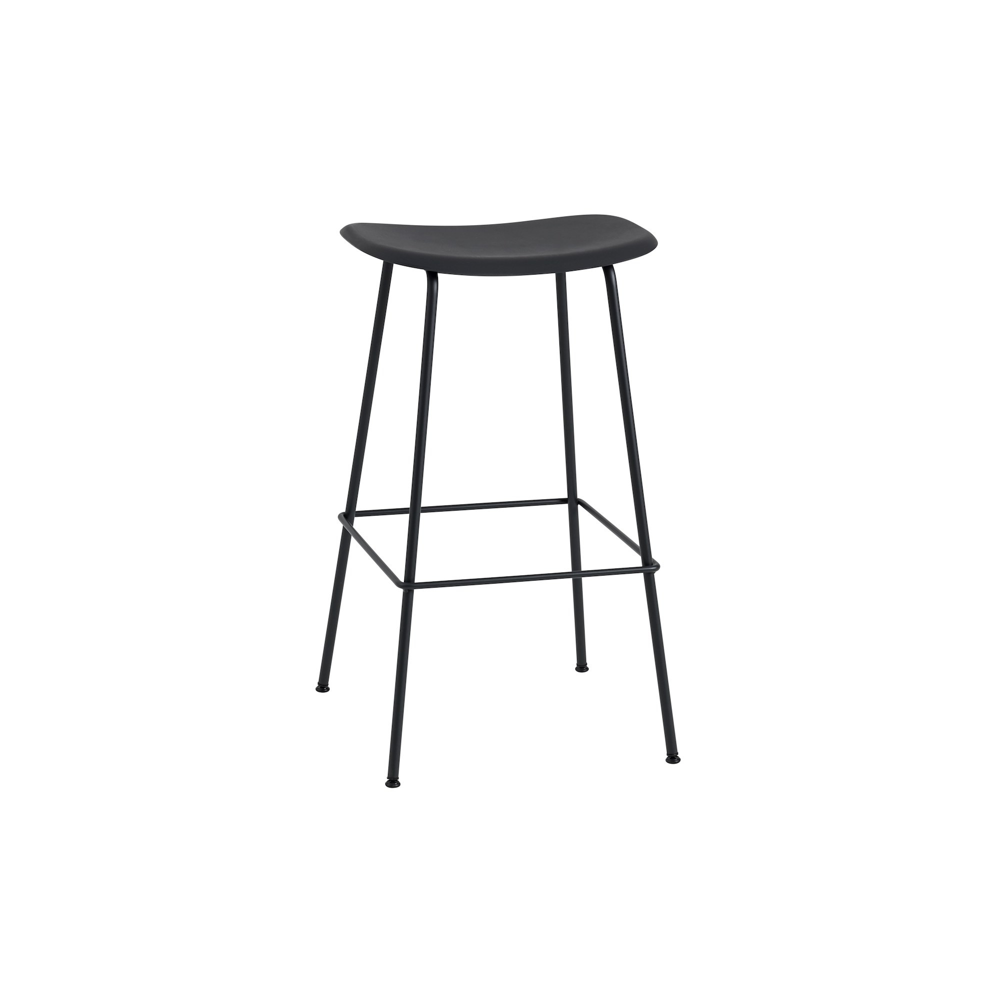 black / black - Fiber bar stool - tube base without backrest - Muuto