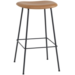 cognac Refine leather / black - Fiber bar stool - tube base without backrest - Muuto