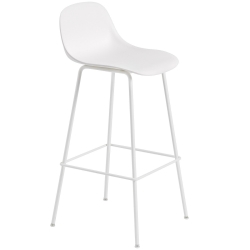 natural white / white - Fiber bar stool - tube base with backrest - Muuto