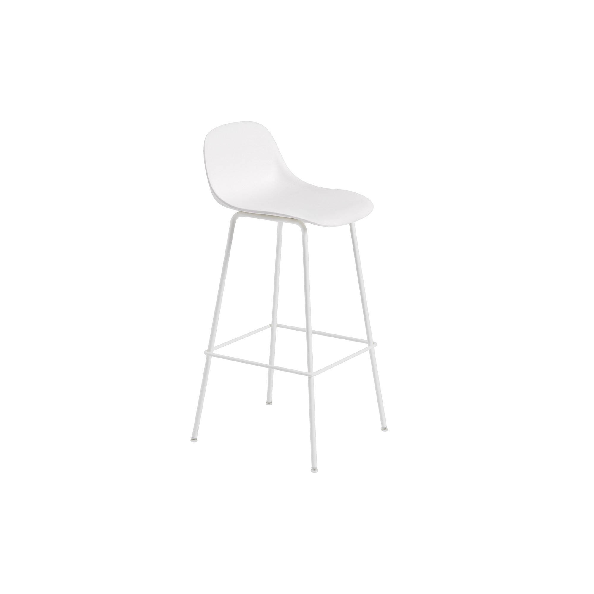 blanc naturel / blanc - tabouret bar Fiber - pieds tube avec dossier - Muuto