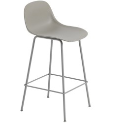 gris / gris - tabouret bar Fiber - pieds tube avec dossier - Muuto