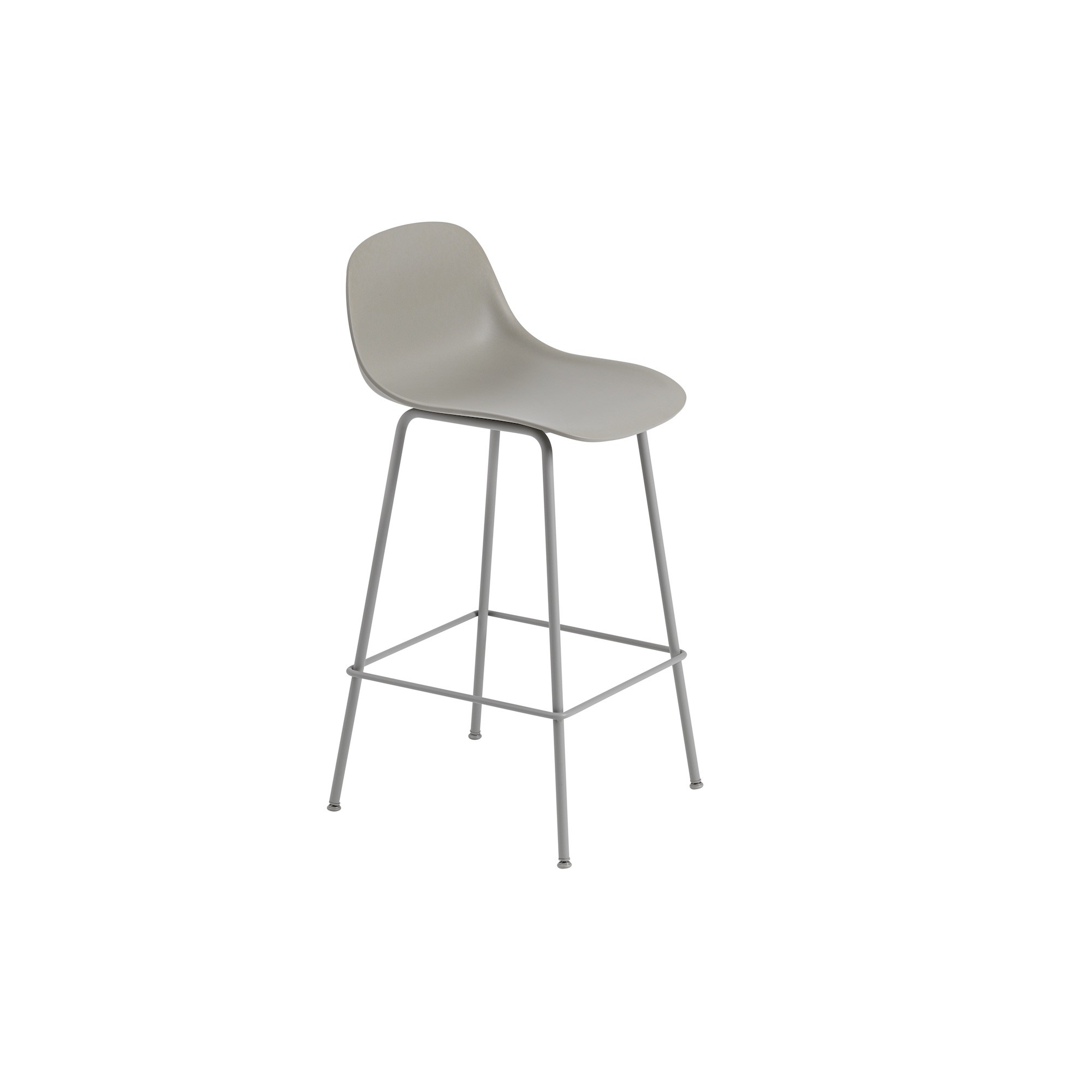 grey / grey - Fiber bar stool - tube base with backrest - Muuto