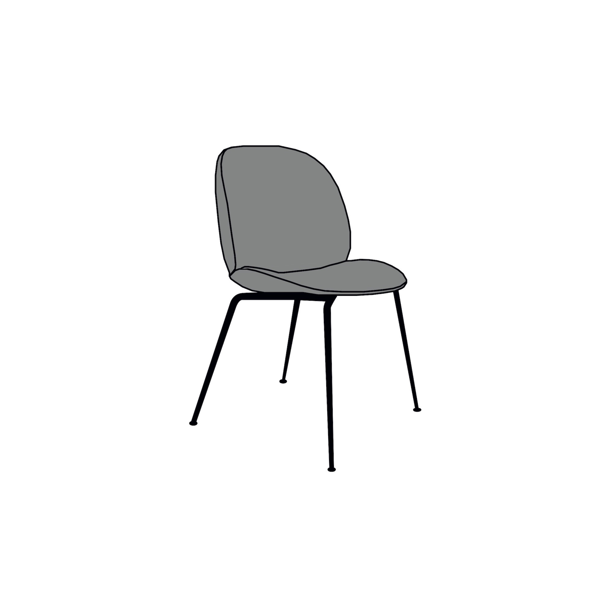 chrome base - Beetle Chair fully upholstered - Gubi