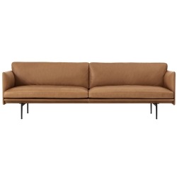 Canapé Outline 3 places – cuir Refine cognac + pieds noirs - Muuto