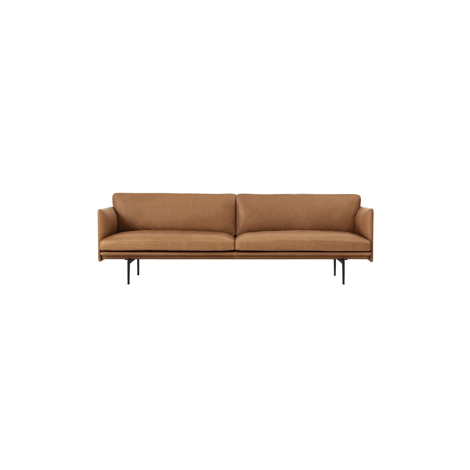 Canapé Outline 3 places – cuir Refine cognac + pieds noirs - Muuto