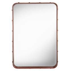 SOLD OUT - 70x48cm - tan leather - Adnet rectangular mirror - Gubi