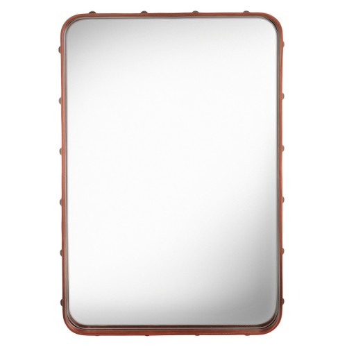 SOLD OUT - 70x48cm - tan leather - Adnet rectangular mirror - Gubi