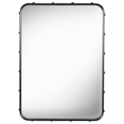 EPUISE - 70x48cm - cuir noir - miroir rectangulaire Adnet - Gubi