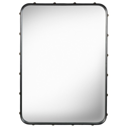 EPUISE - 70x48cm - cuir noir - miroir rectangulaire Adnet - Gubi