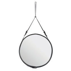 ø58cm - Black Leather - Adnet circular mirror - Gubi