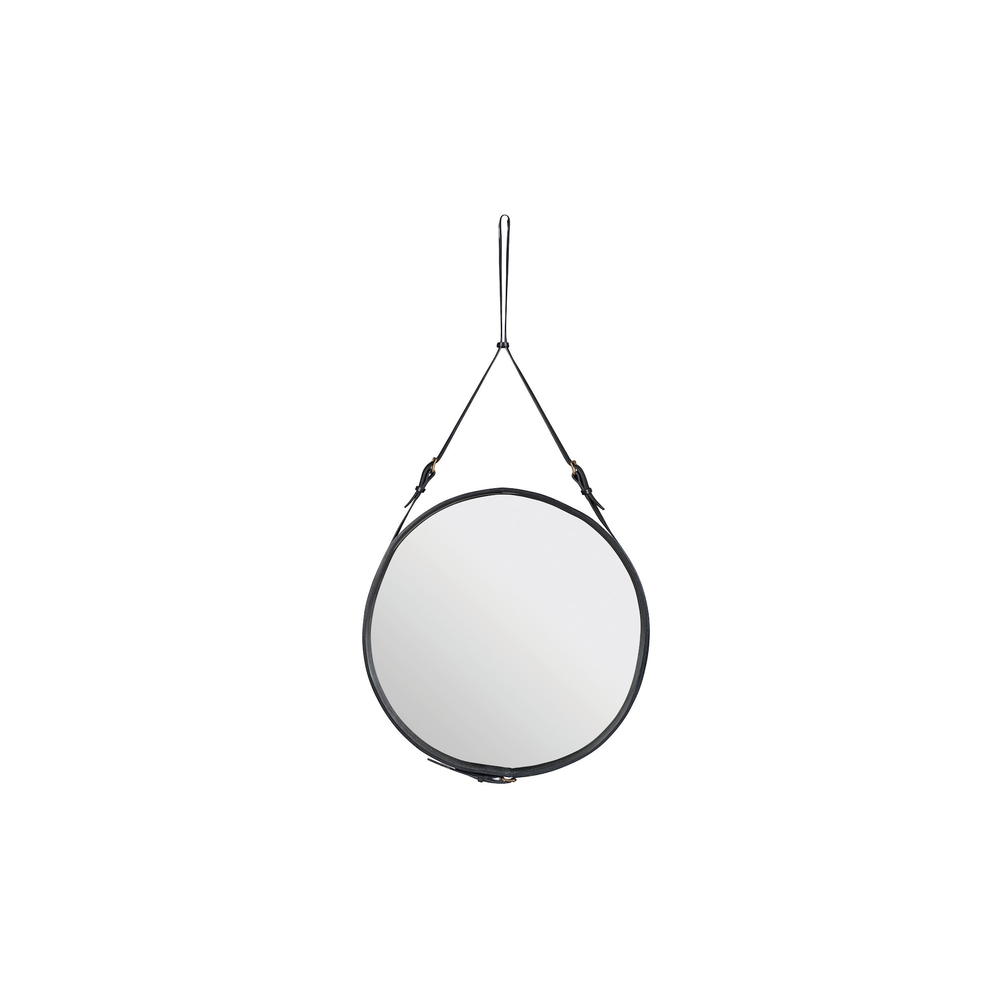 ø58cm - Black Leather - Adnet circular mirror - Gubi