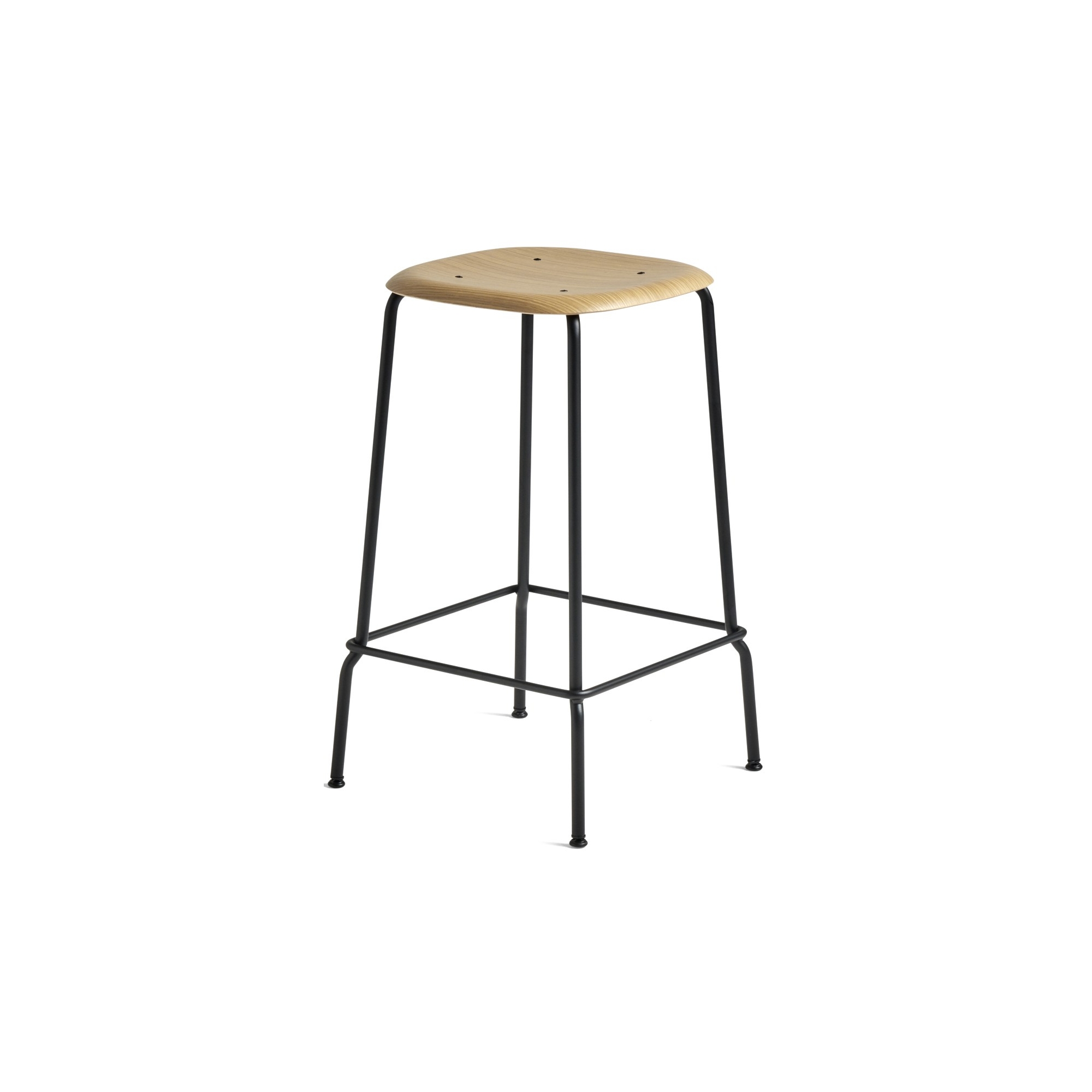 chêne / noir - tabouret de bar Soft Edge 30 - piètement métal - HAY