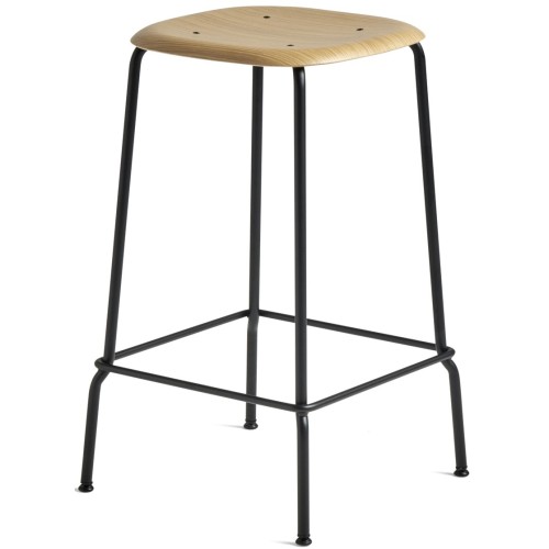 chêne / noir - tabouret de bar Soft Edge 30 - piètement métal - HAY