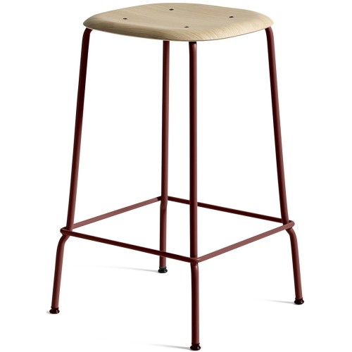 chêne / rouge Fall - tabouret de bar Soft Edge 30 - piètement métal - HAY