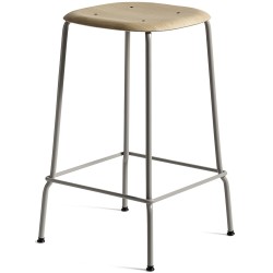 chêne / soft grey - tabouret de bar Soft Edge 30 - piètement métal* - HAY