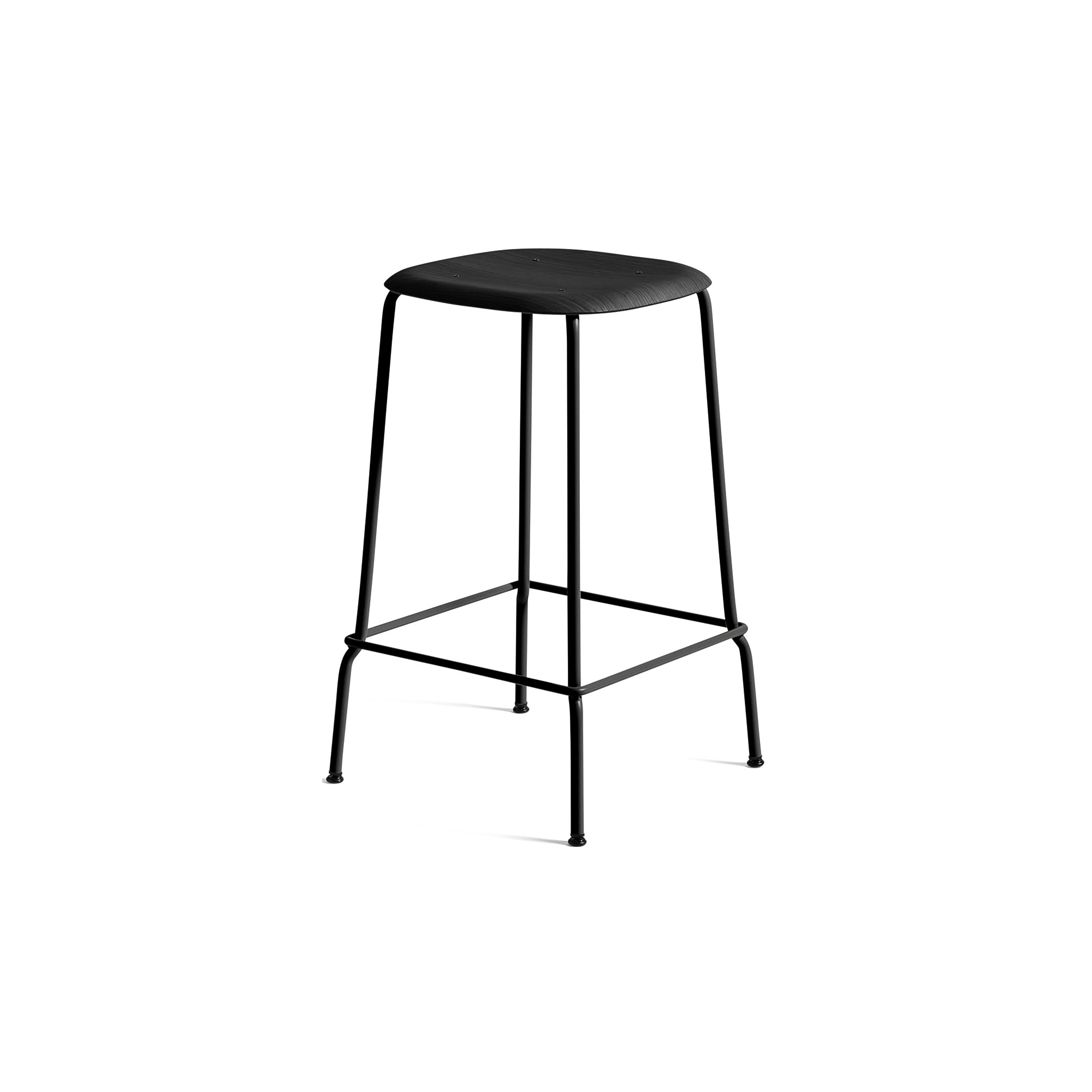 noir / noir - tabouret de bar Soft Edge 30 - piètement métal - HAY