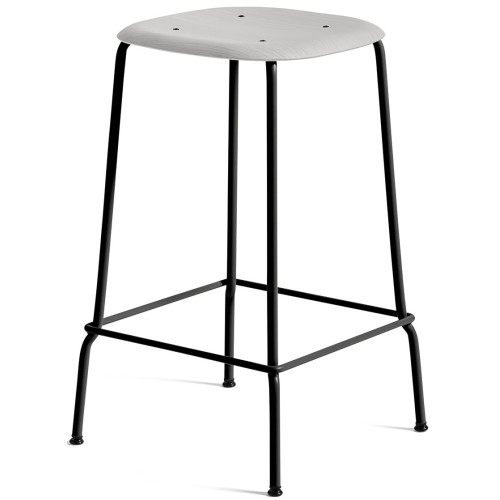 soft grey / noir - tabouret de bar Soft Edge 30 - piètement métal - HAY