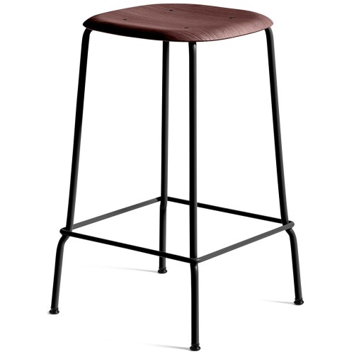 rouge Fall / noir - tabouret de bar Soft Edge 30 - piètement métal - HAY