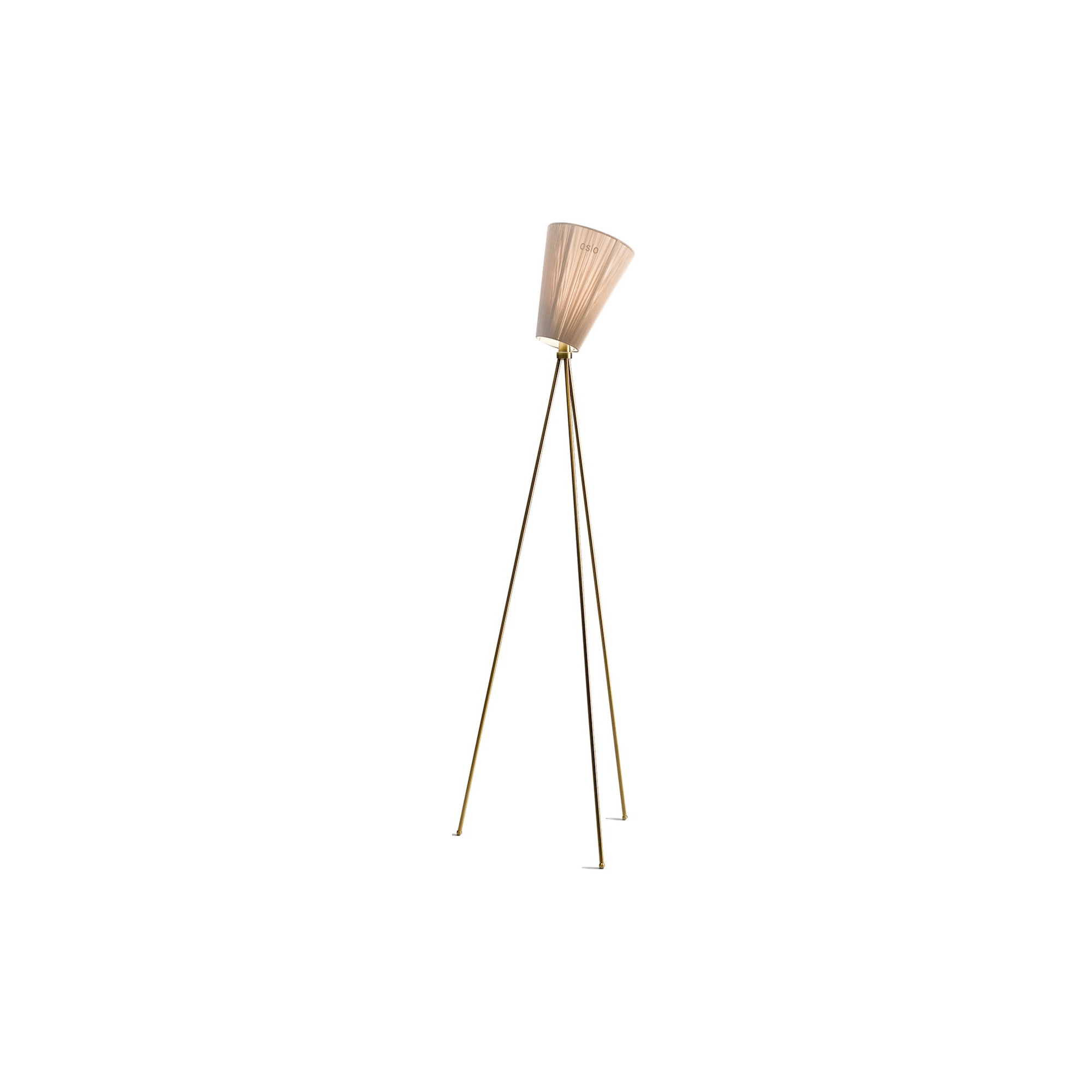 lampadaire Oslo Wood - abat-jour beige - pieds or - Northern