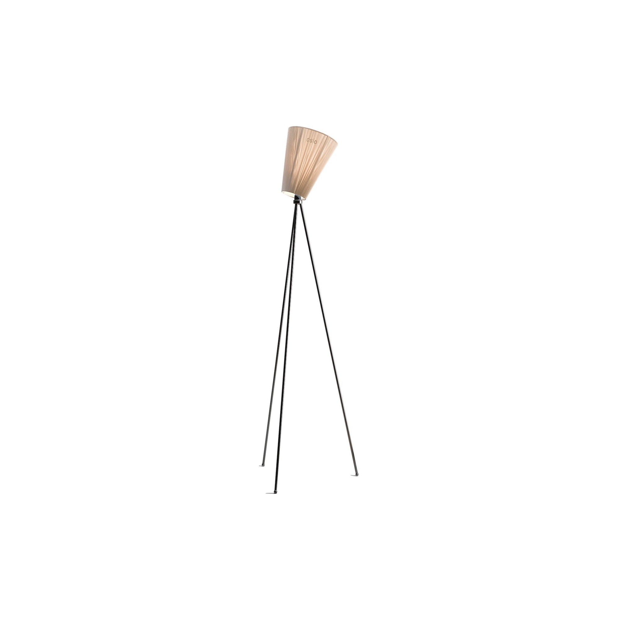 lampadaire Oslo Wood - abat-jour beige - pieds noirs brillants - Northern